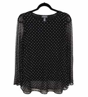 Wilde Women's Black and White Polka Dot Chiffon Layered Blouse